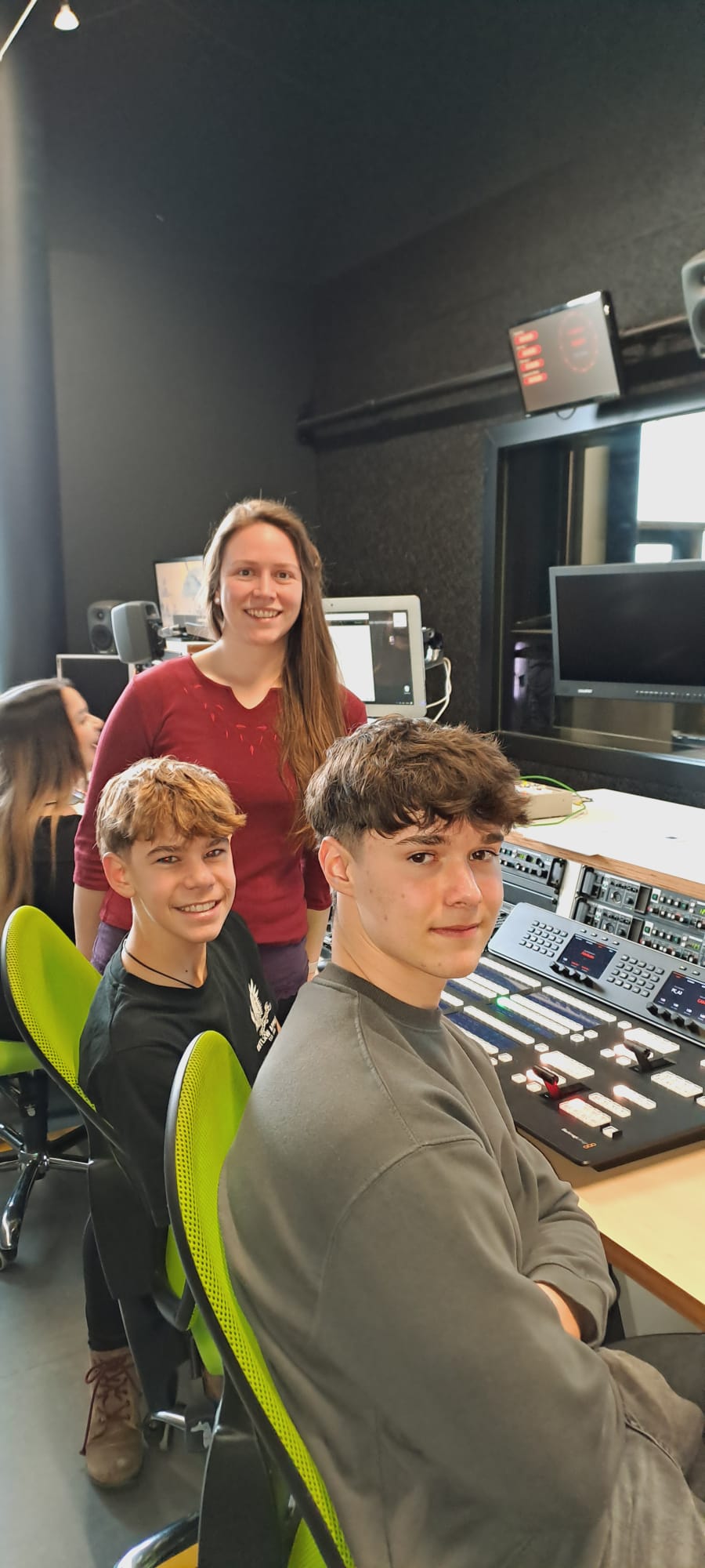 Students in TV studio