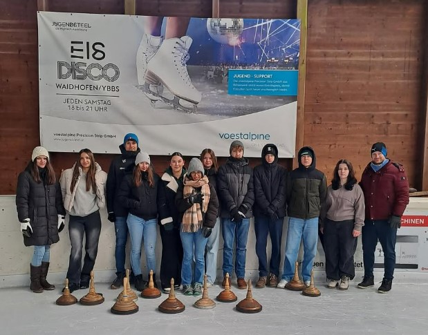 Winter sports day ice stock shooting event