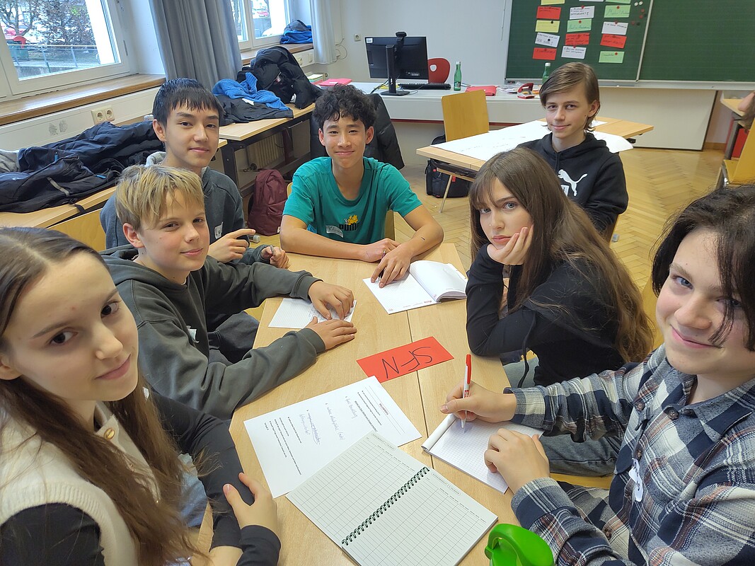 Students engaged in roleplay activity